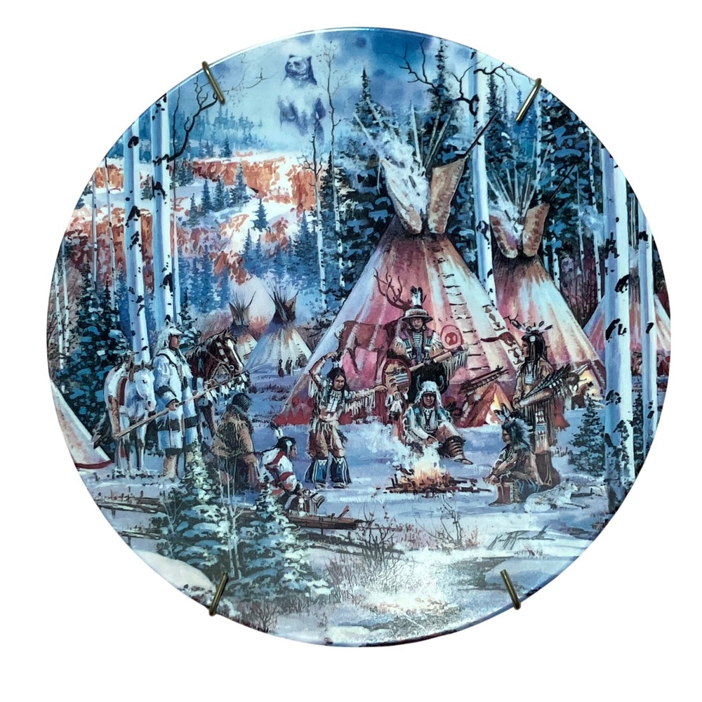 Bradford Exchange Spiritual Guardian Plate Kirk Randle Sacred Circle 1993 Blue